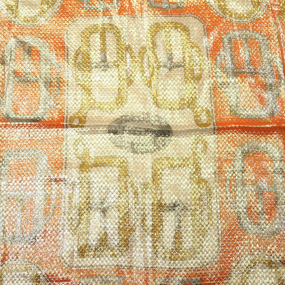 HERMES scarf silk Orange Carre70 BOVCLERIE D'ATTELAGE Buckle Women