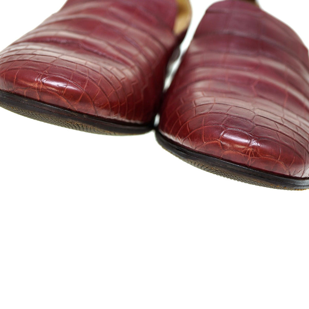 HERMES Leather shoes Matt Croco Bordeaux loafer shoes mens 41.5
