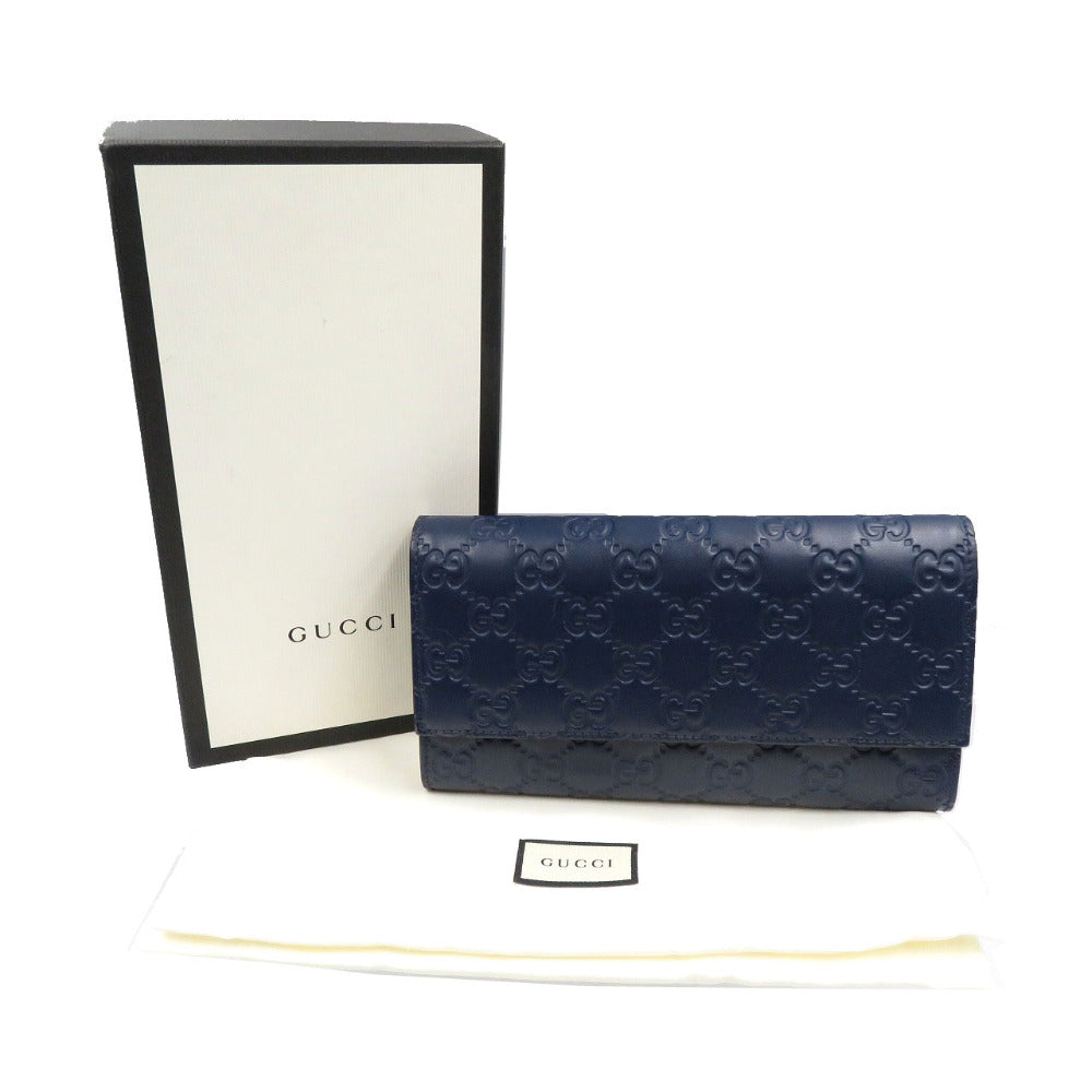 GUCCI Long Wallet Purse 410100 leather Navy Guccisima Women