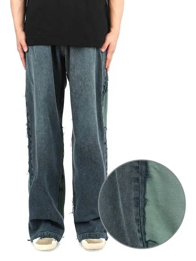 Luxury Balenciaga Trending 2025 Wide Leg Panelled Jeans Blue