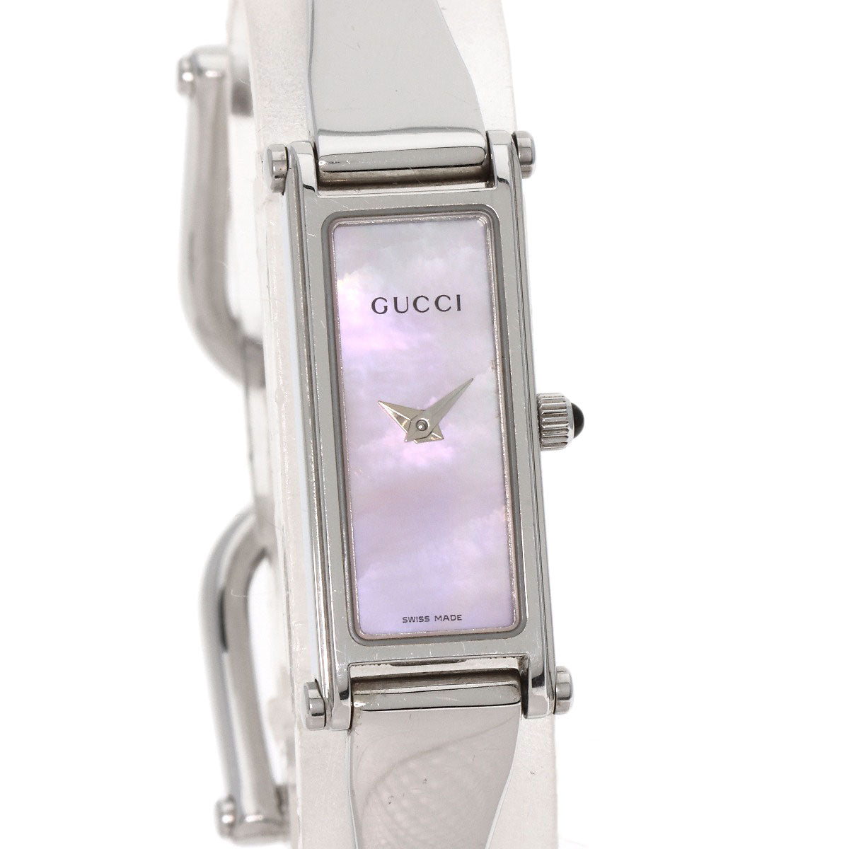 GUCCI Watches Quartz 1500L Stainless Steel , Stainless Steel Silver Square face Pink shell dial Women