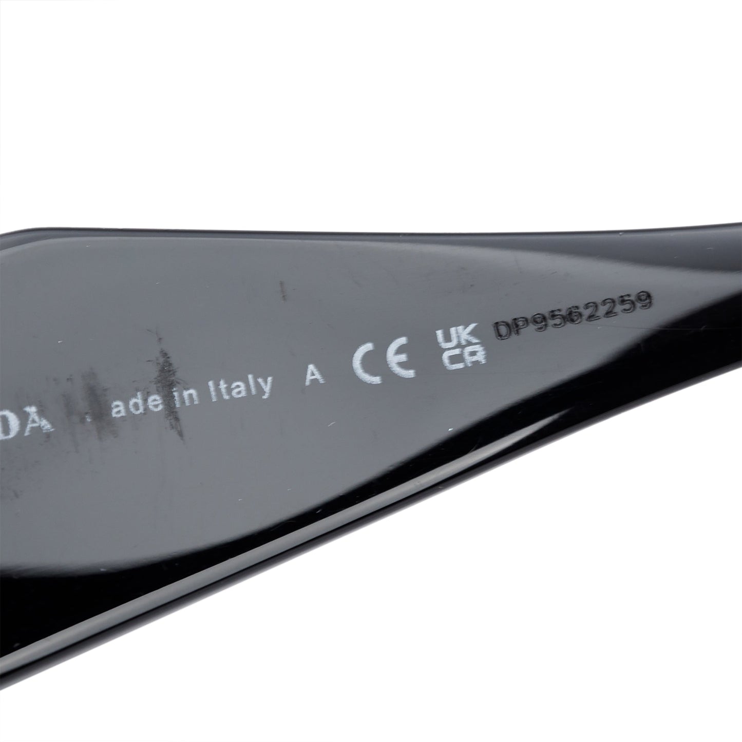Prada SPR 17W Black Acetate Symbole Rectangular Sunglasses