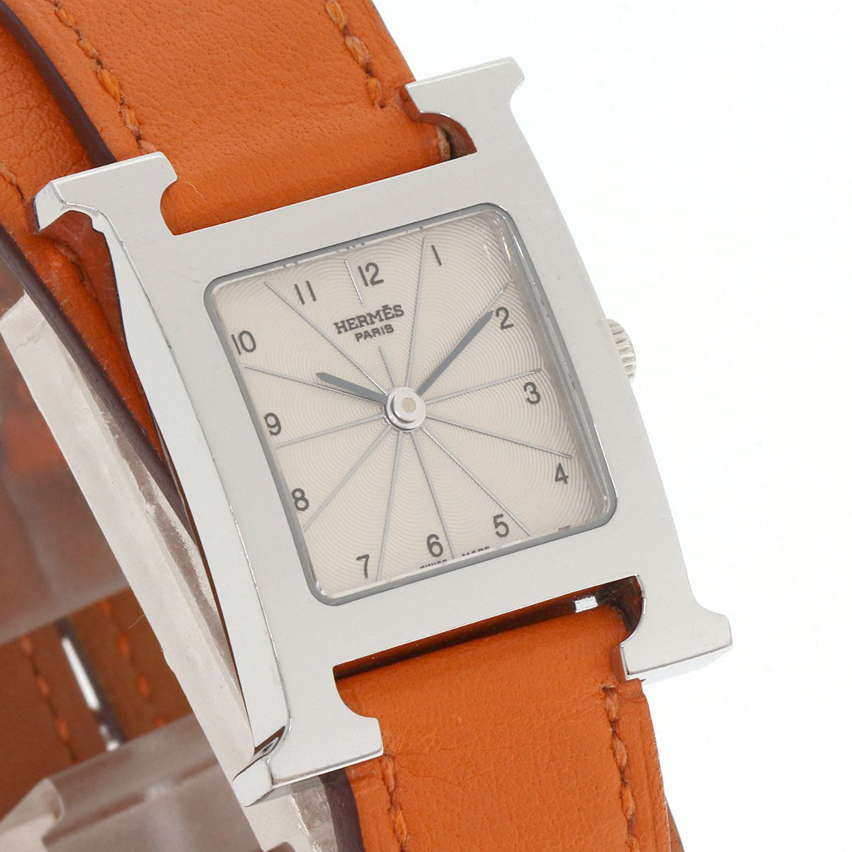 HERMES Watches Quartz HH1.210 Stainless Steel, Leather Silver H watch Deburuturu Silver dial Women