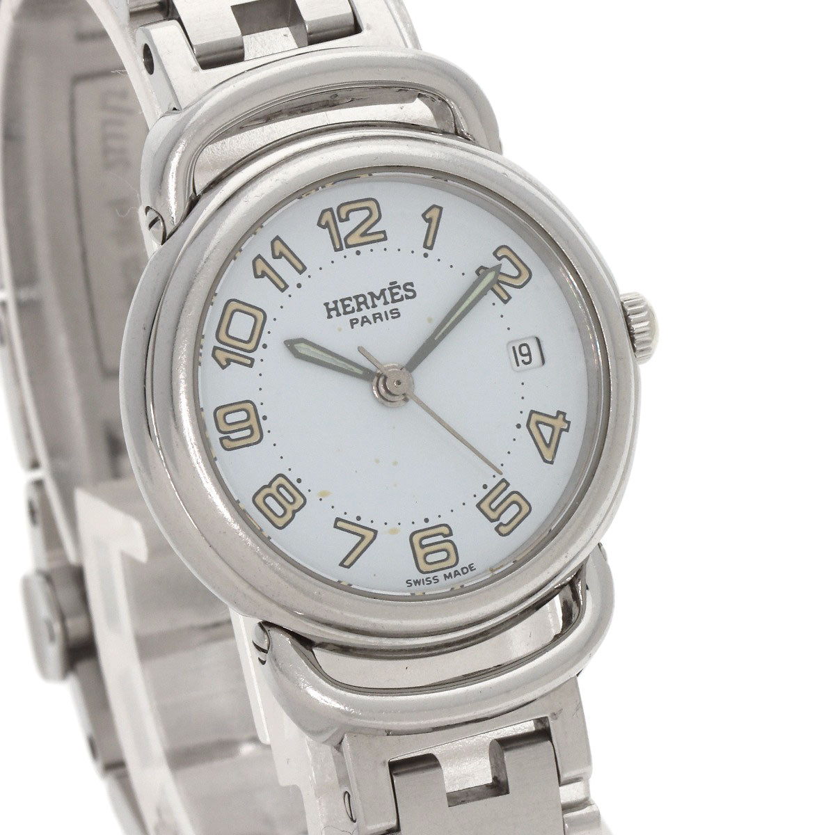 HERMES Watches Quartz PU2.210 Stainless Steel , Stainless Steel Silver Pullman blue dial Women
