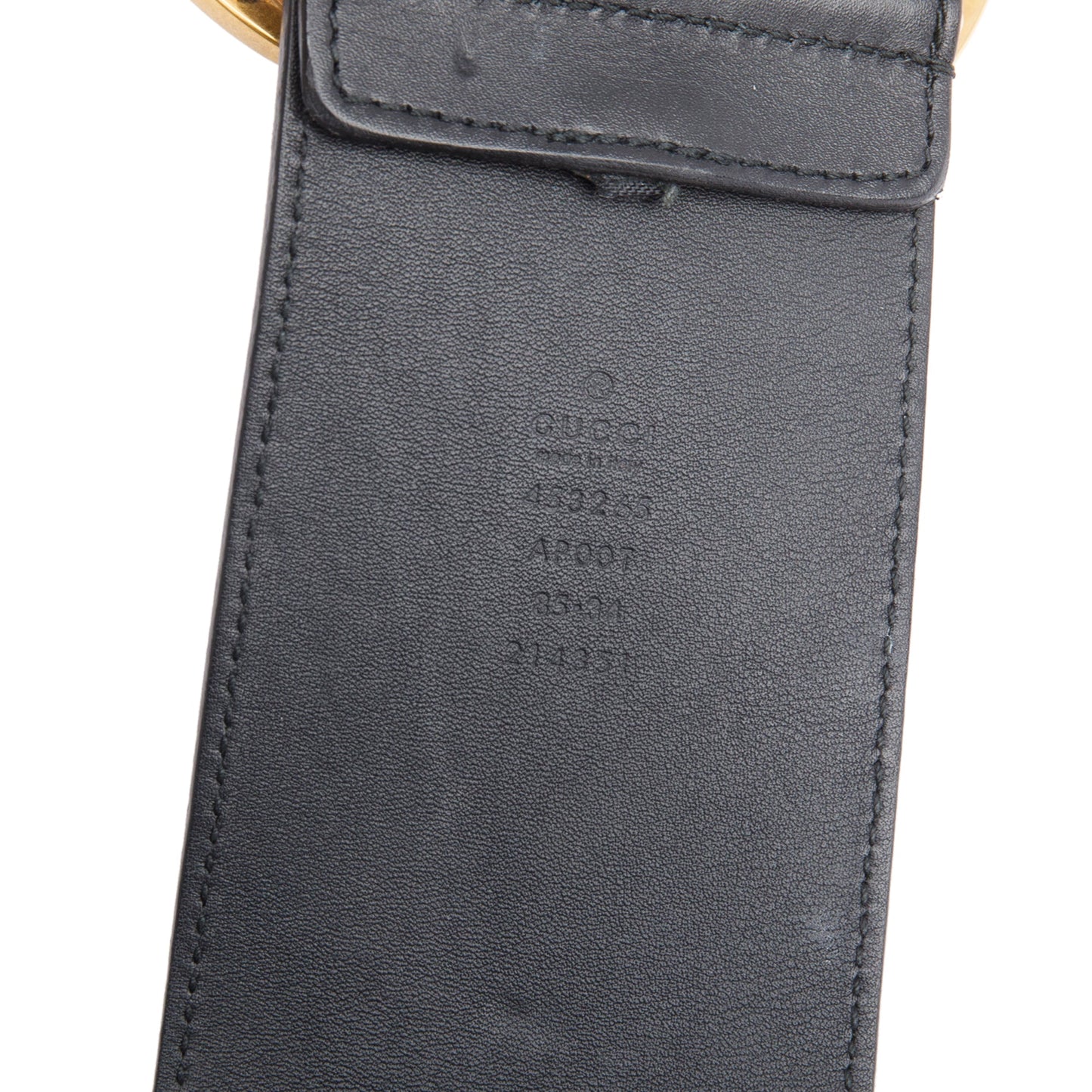 Gucci Black Leather Double G Wide Buckle Belt, 85 34