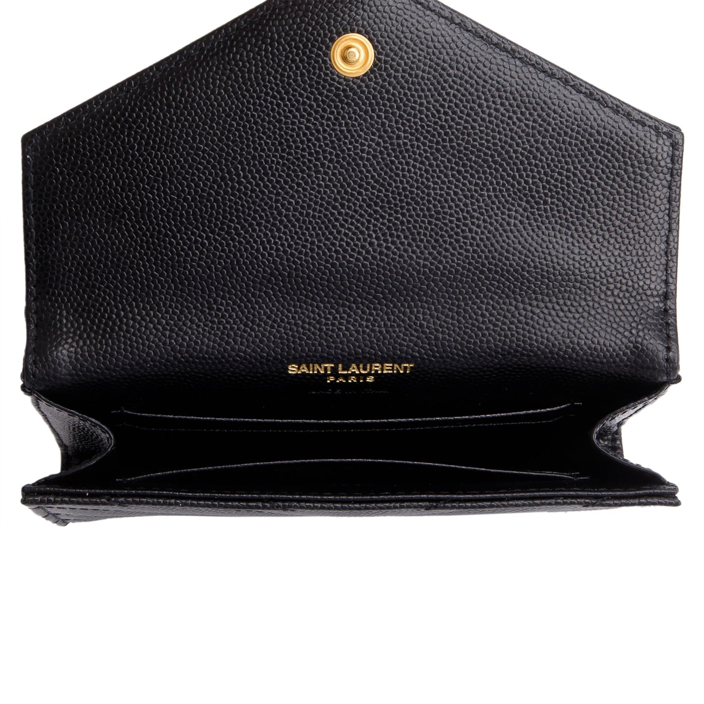 Saint Laurent 2020 Black Grain De Poudre Cassandre Matelasse Small Envelope Wallet