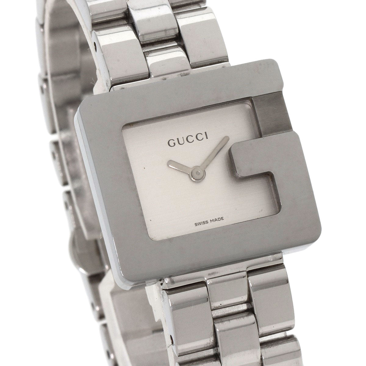 GUCCI Watches Quartz 3600L Stainless Steel , Stainless Steel Silver G Square Silver dial Women