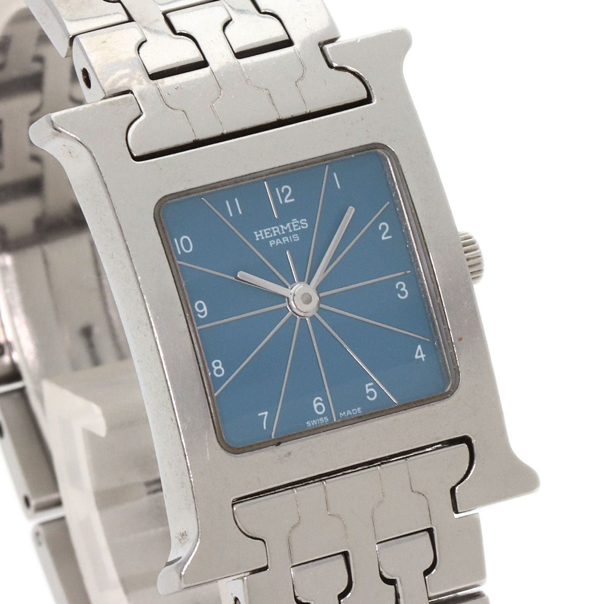 HERMES Watches Quartz HH1.210 Stainless Steel , Stainless Steel Silver H Watch Blue Gene Blue gene dial Women