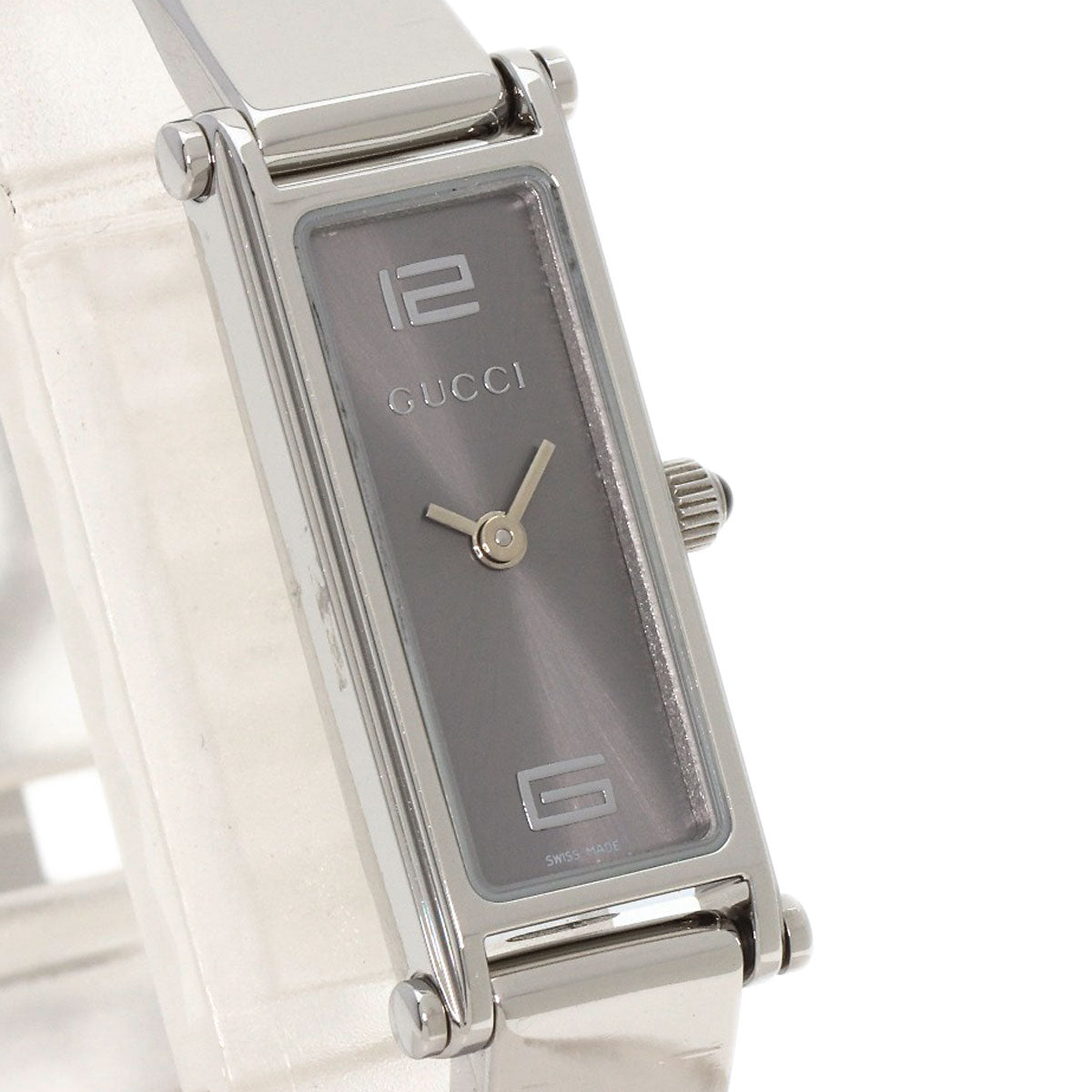 GUCCI Watches Quartz 1500L Stainless Steel , Stainless Steel Silver Square face Silver dial Women