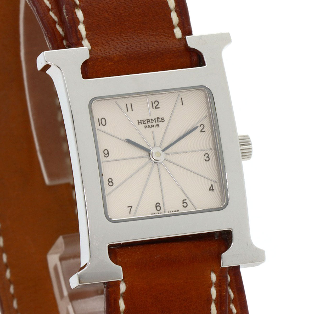 HERMES Watches Quartz HH1.210 Stainless Steel, Leather Silver H watch Deburuturu Silver dial Women