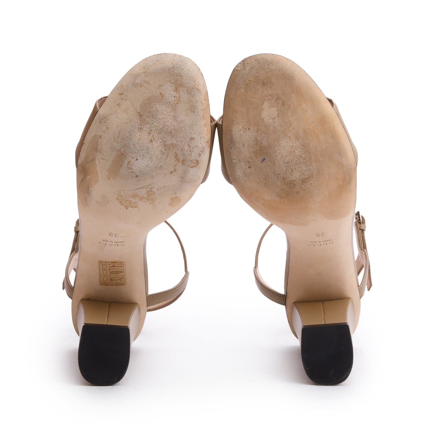 Gucci Beige Leather Horsebit Accent Slingback Sandals, Size 39
