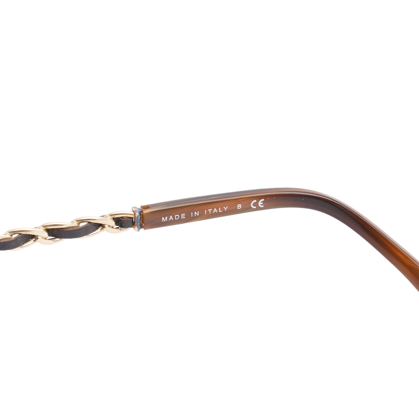 Chanel 5210-Q Chain Link Leather Interlocking CC Accent Square Sunglasses