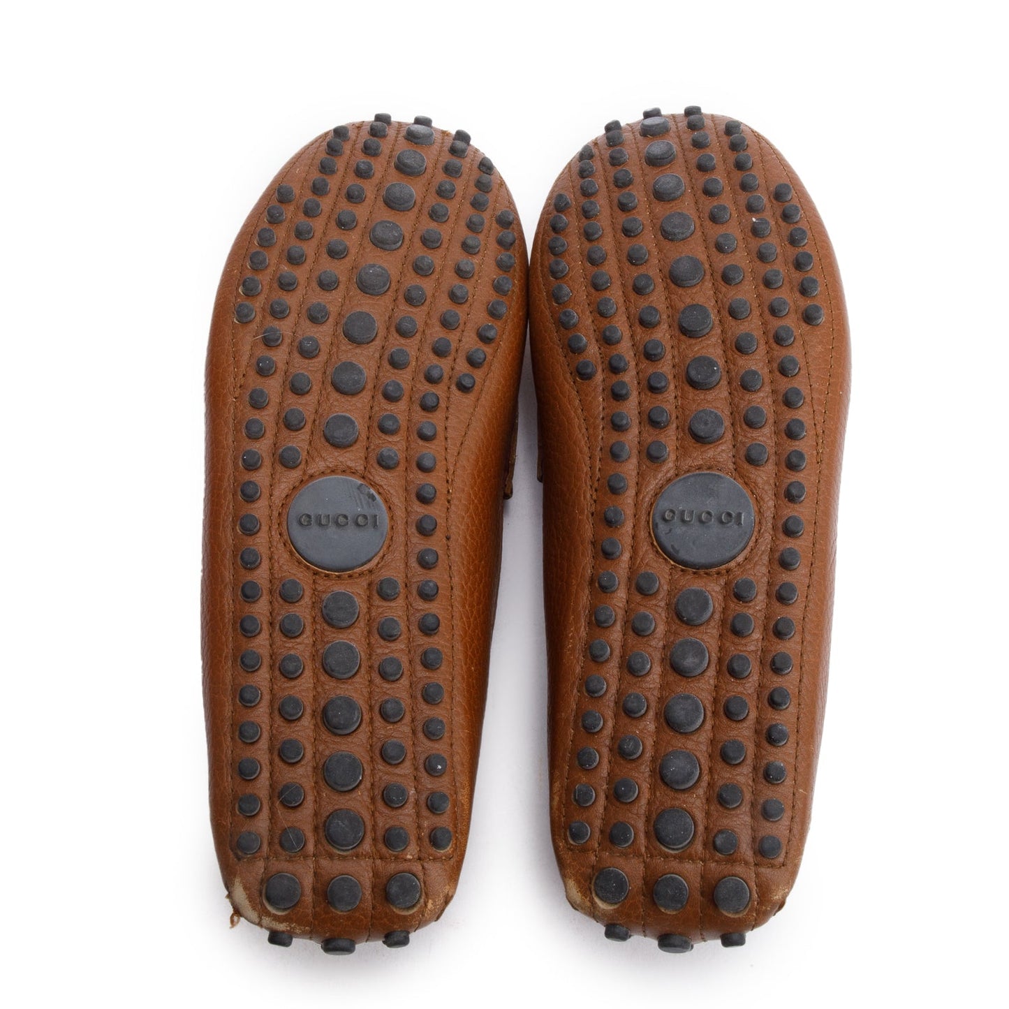 Gucci Brown Leather Horsebit Accent Loafers, Size 37