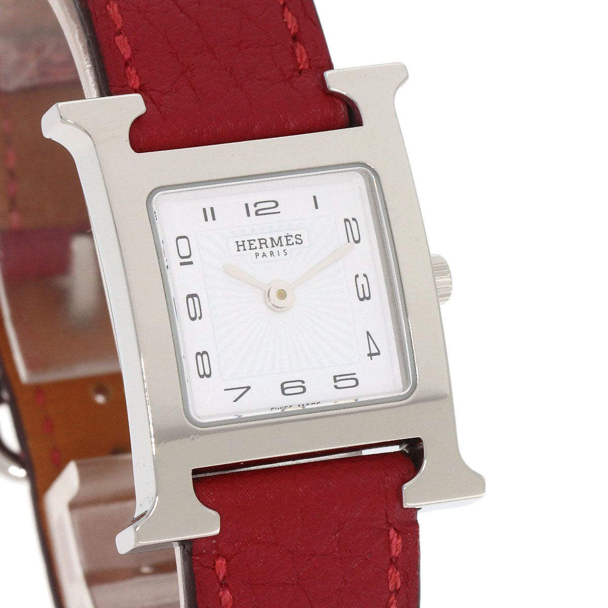 HERMES Watches Quartz HH11.210 Stainless Steel, Leather Silver H watch white dial Women