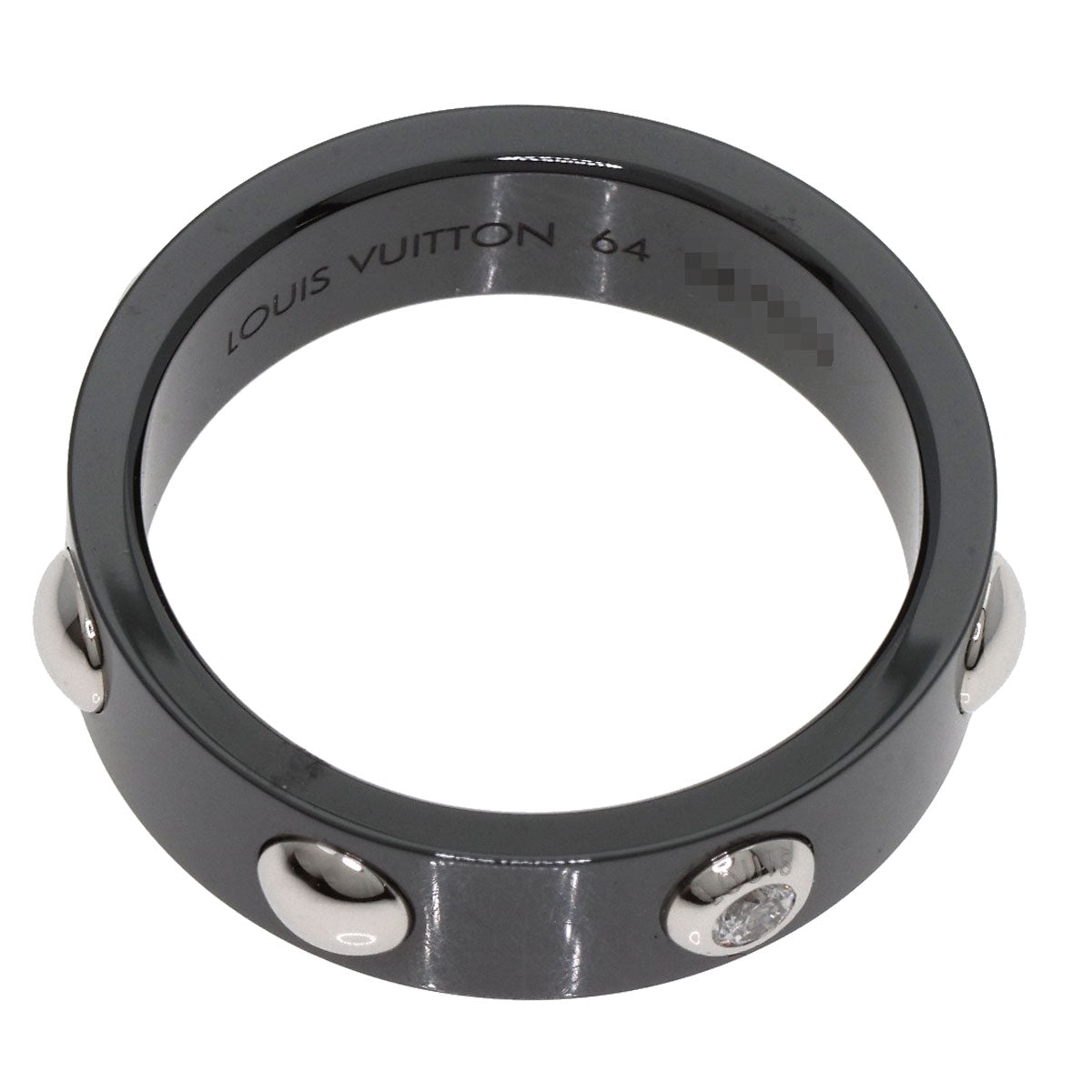 LOUIS VUITTON Ring Ceramic, PT900 black Petitberg Crew 1P Diamond #64 Women