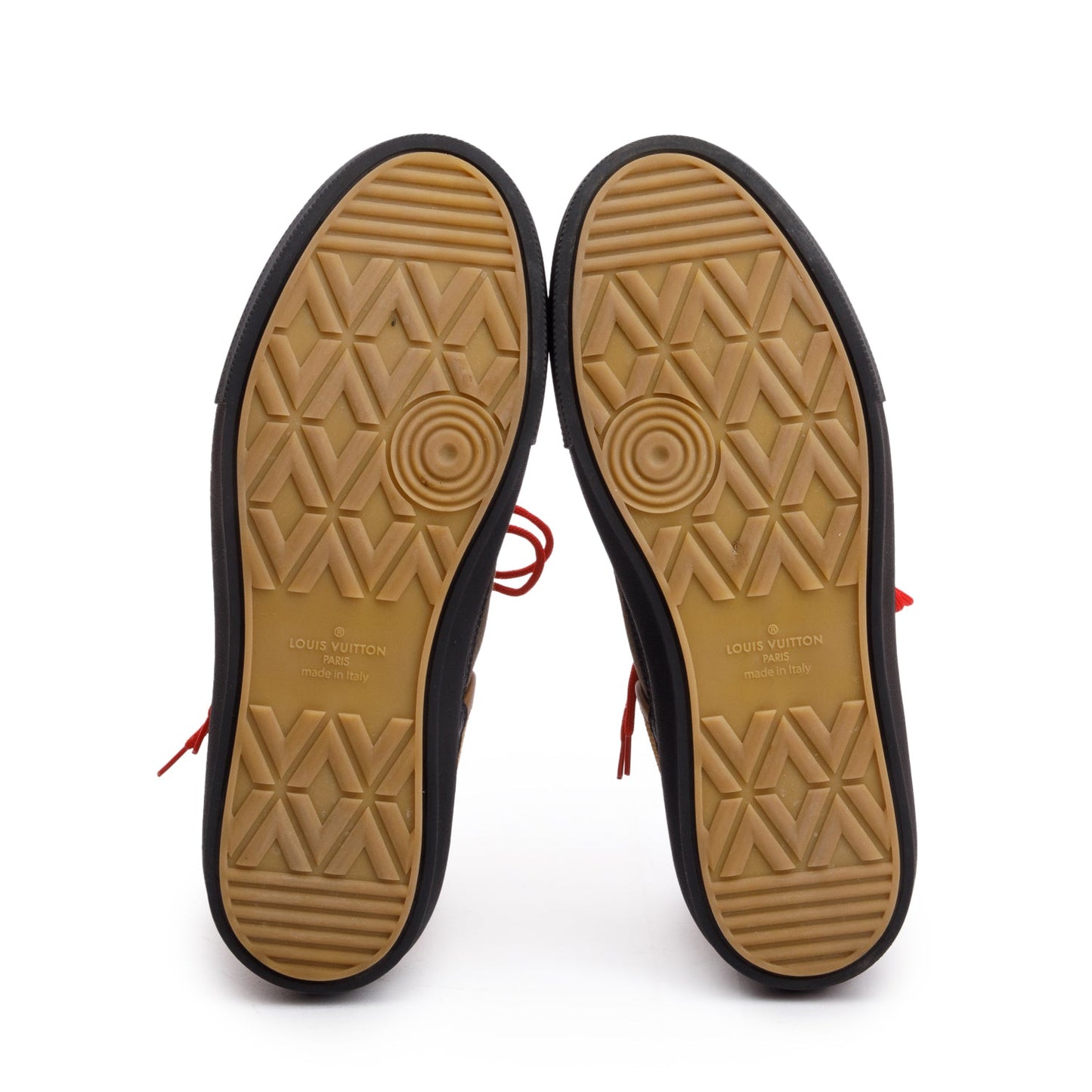 Louis Vuitton Bworn Suede/Fabric Monogram Eclipse Yellow Stone High-Top Sneakers, Size 9