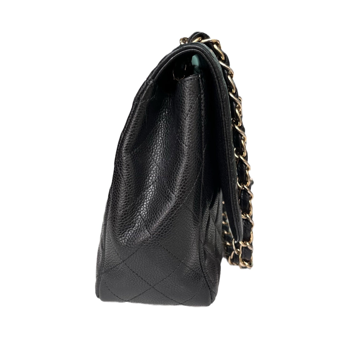 Chanel Classic Flap Jumbo/Large Black Caviar Leather with Gold Hardware