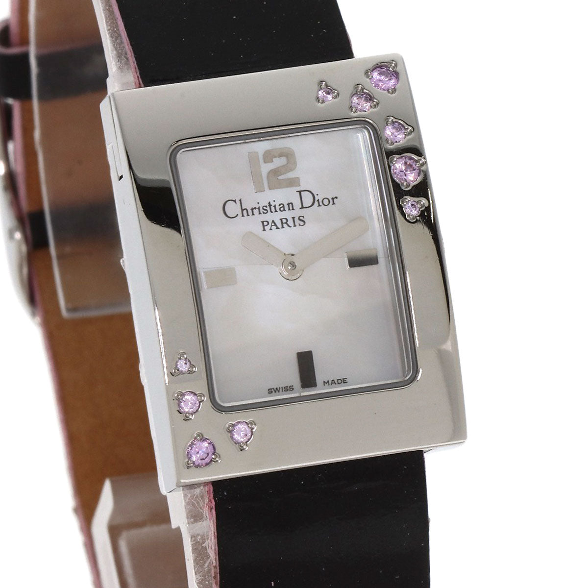 Christian Dior Watches Quartz D78-1093 Stainless Steel, Enamel Silver Malice Pink Sapphire White shell dial Women