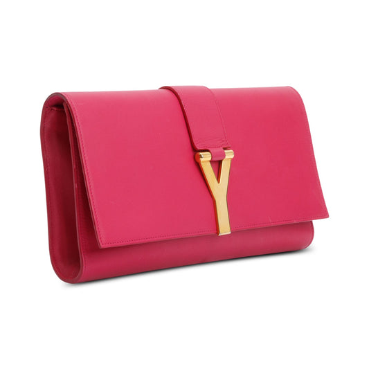 Saint Laurent Pink Leather Classic Y Ligne Clutch