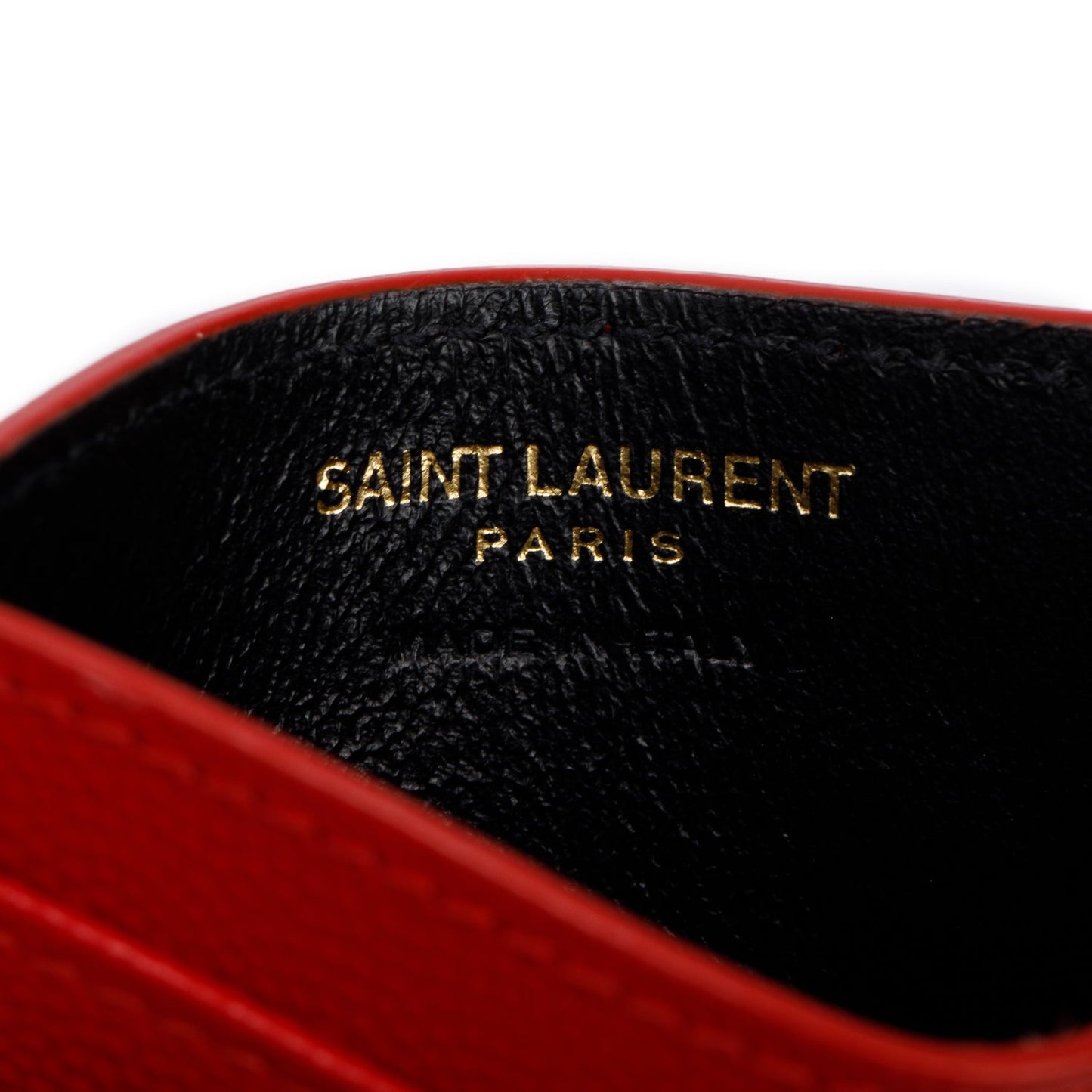 Saint Laurent Red Grain de Poudre Matelasse Chevron Leather Card Case