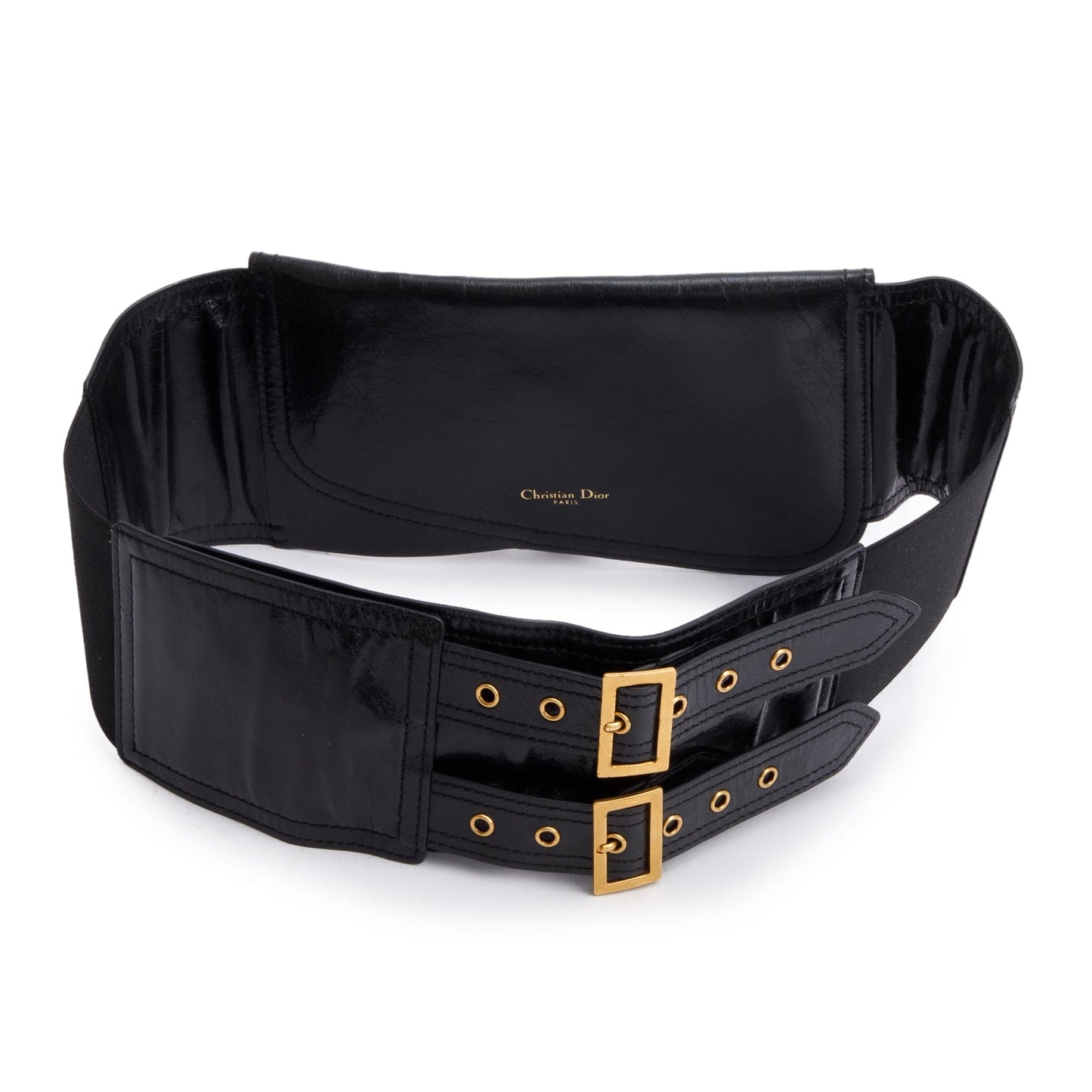 Christian Dior Black Calf Leather Saddle Waist Belt