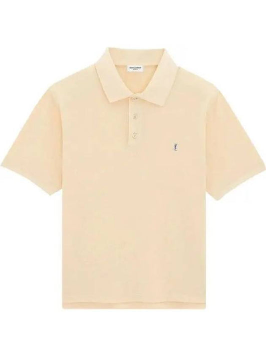 Luxury Saint Laurent Trending 2025 Men's Cassandre Cotton Polo Shirt Beige