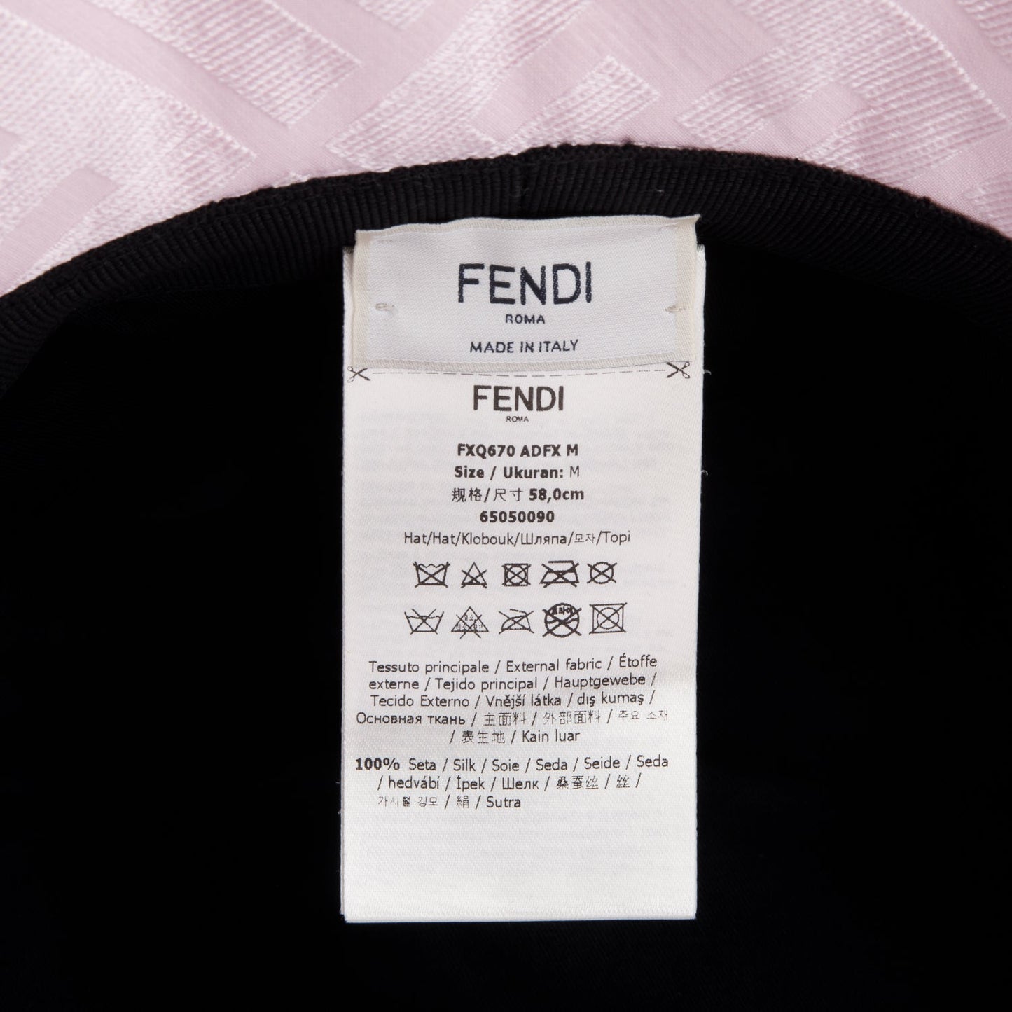 Fendi Pink Zucca FF Silk Bucket Hat, Size M 58