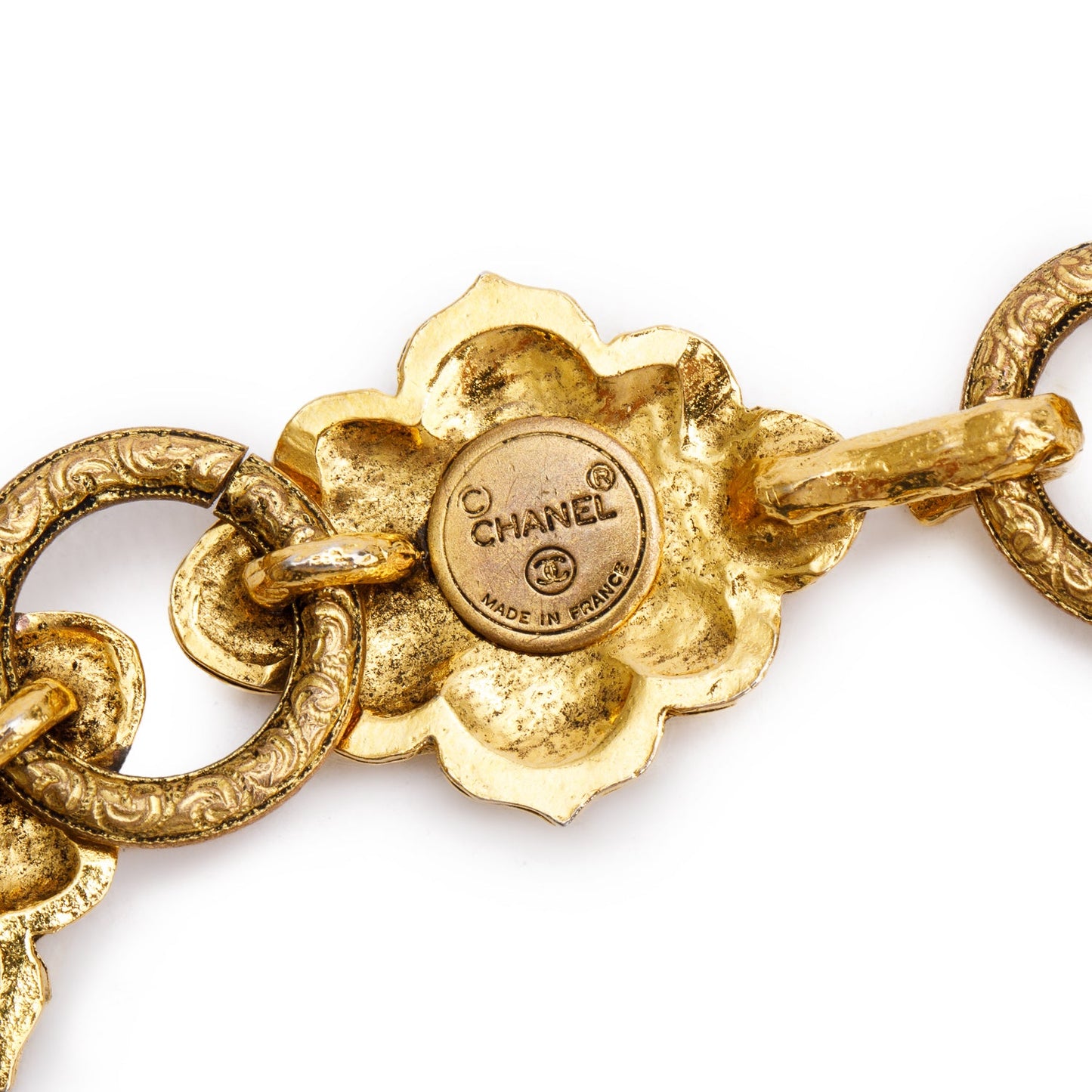 Chanel Vintage Gold-Plated Crystal Double Strand Chain-Link Belt