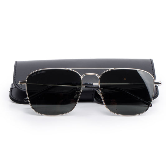Saint Laurent Silver Tone SL 309 Aviator Sunglasses