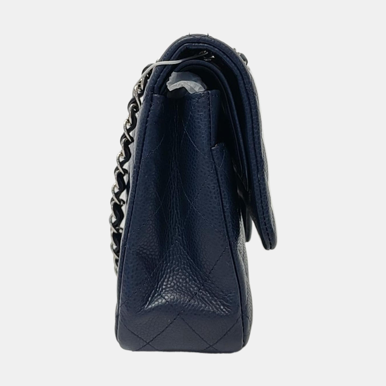 Chanel Classic Flap Medium Navy Caviar Leather Silver Hardware