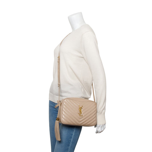 Saint Laurent Beige Quilted Leather Lou Camera Bag