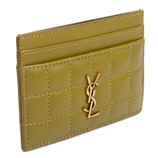 Saint Laurent 2023 Olive Drab Quilted Cassandre Leather Card Case