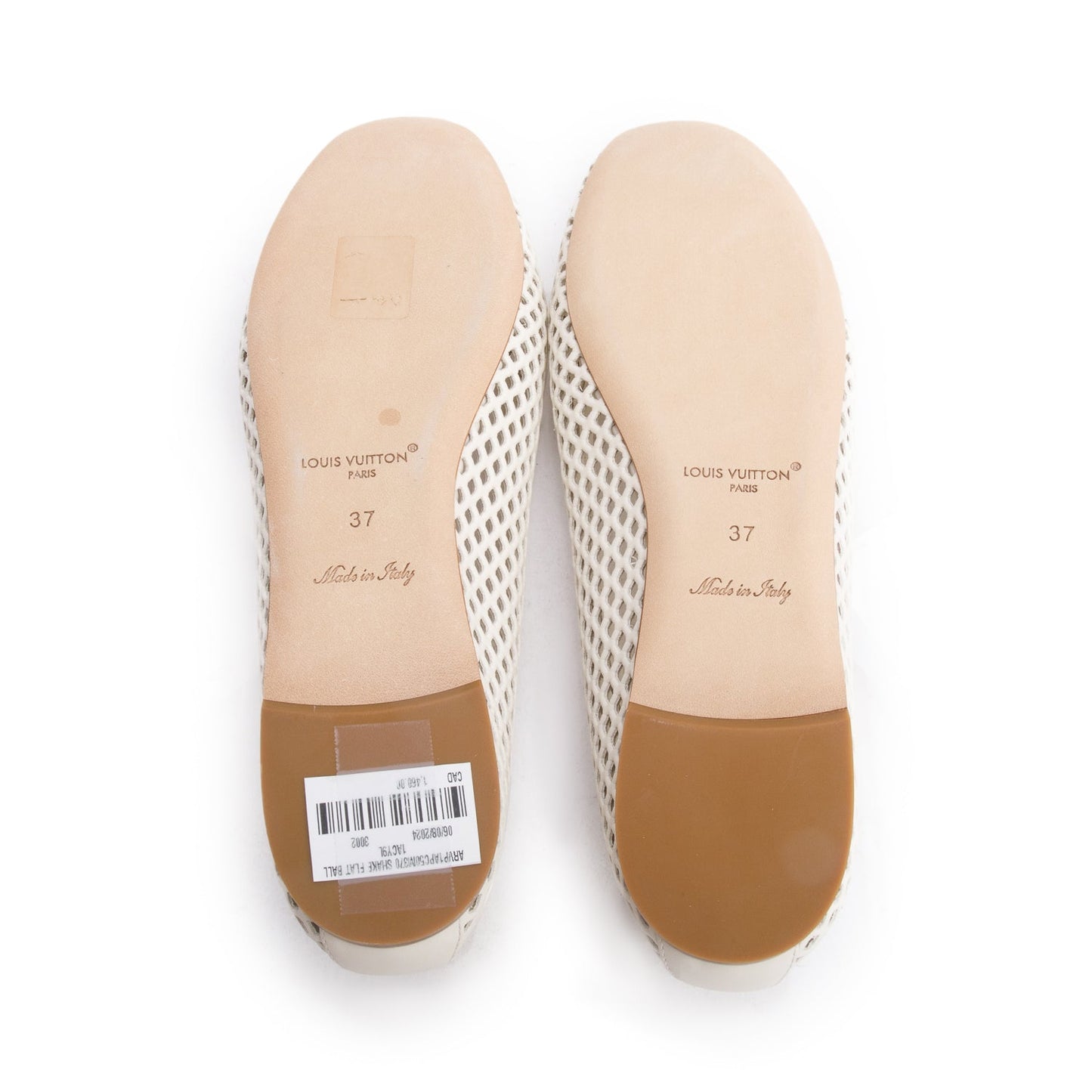 Louis Vuitton White Perforated Calf Leather Shake Flat Ballerina Shoes, Size 37