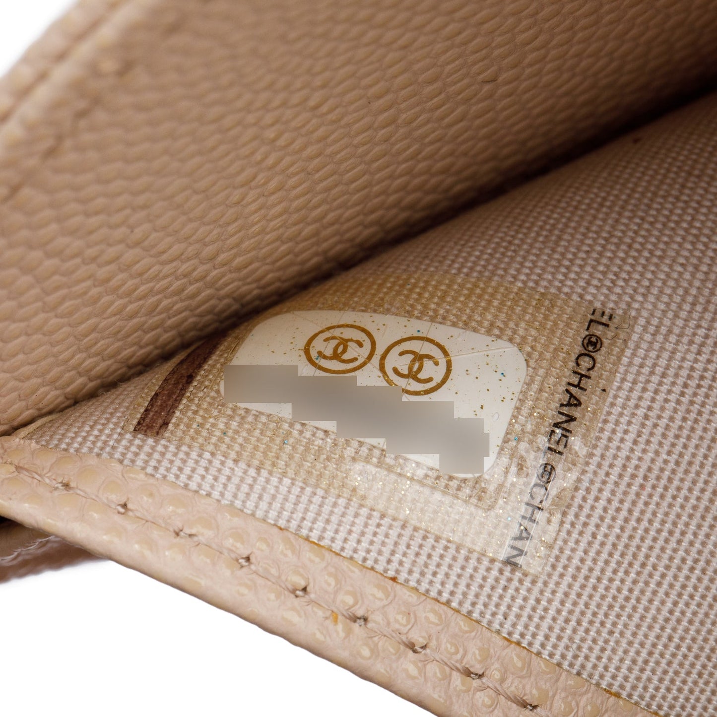 Chanel Beige Caviar Leather Timeless Trifold Compact Wallet