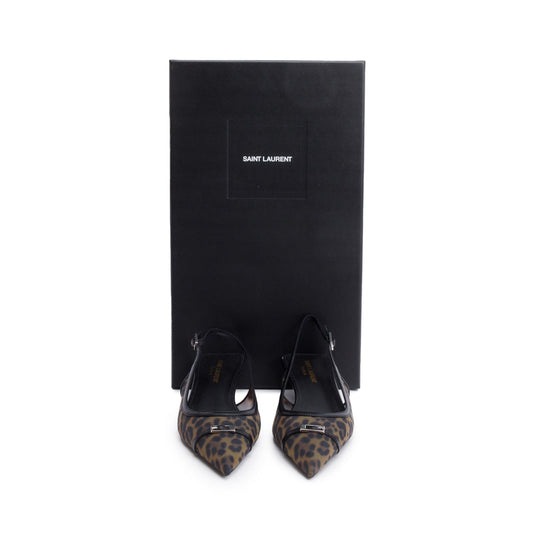 Saint Laurent Brown Animal Print Mesh Oxalis 30 Pumps, Size 37