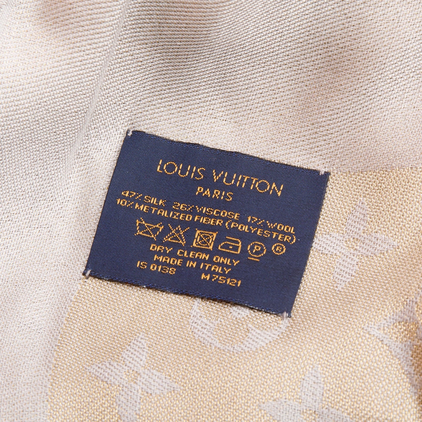 Louis Vuitton Silver/Gold Monogram Wool Shine Shawl Scarf