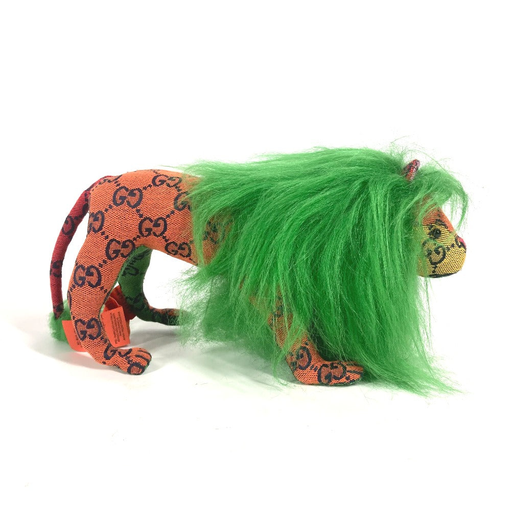 GUCCI Plush Doll 670235 GG canvas green GG Decorative Lion Women