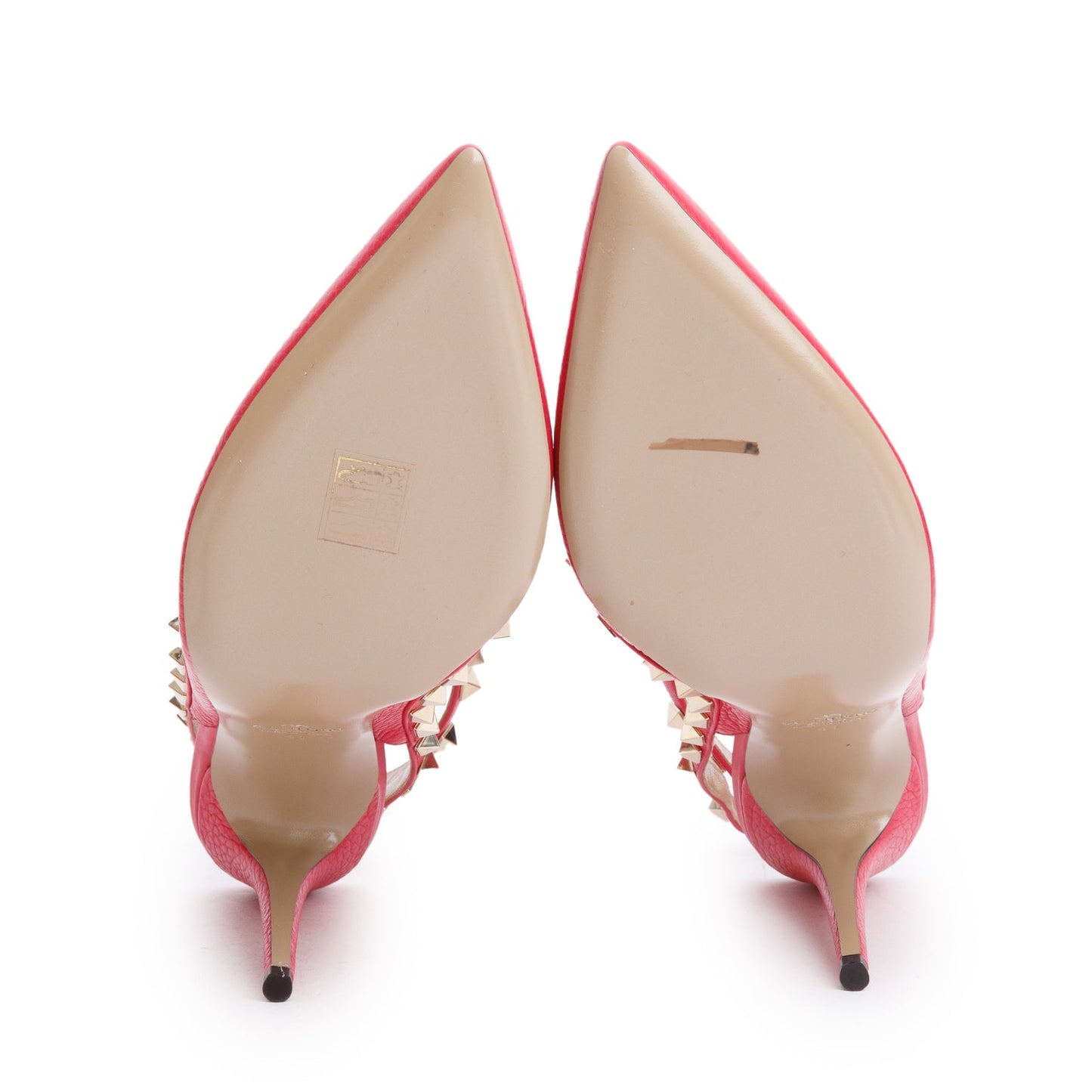 Valentino Red Leather Rockstud Ankle Strap Pumps, Size 41