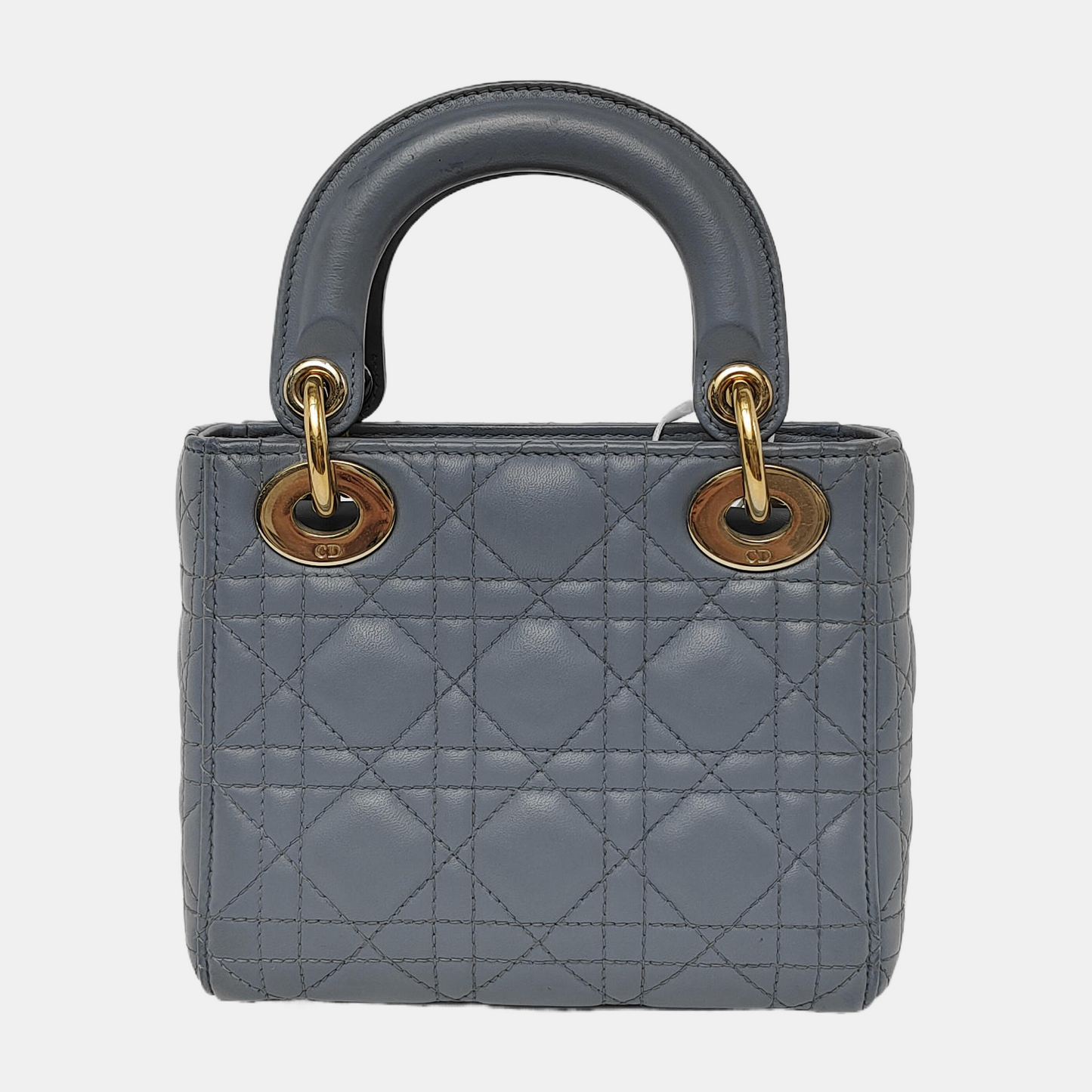 Lady Dior Mini Grey Blue Cannage Lambskin Gold Hardware Chain Strap