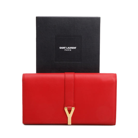 Saint Laurent Red Calfskin Classic Y Ligne Wallet