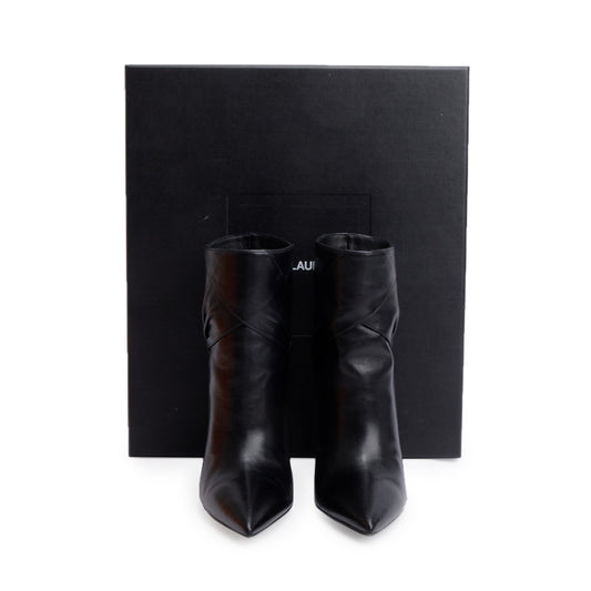 Saint Laurent Black Calf Leather Santiago Russo Kiki 100 Booties, Size 36.5