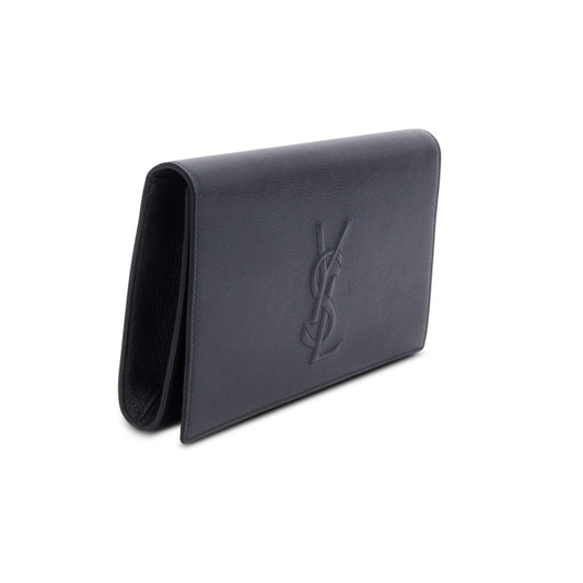 Saint Laurent Black Leather Large Belle de Jour Clutch