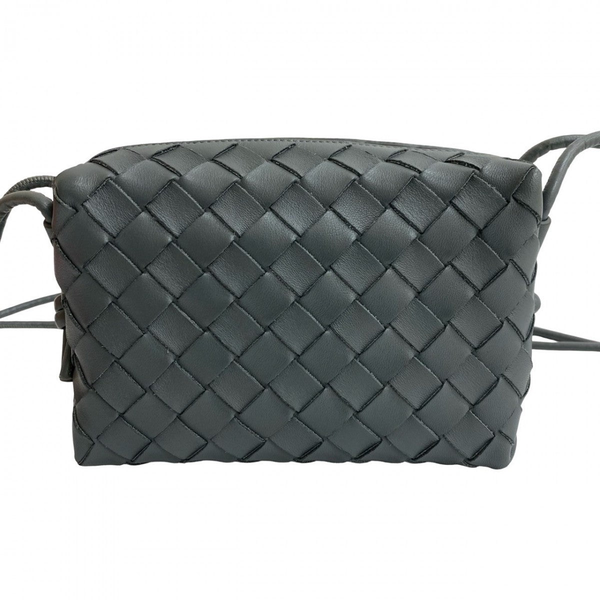 BOTTEGAVENETA Shoulder Bag leather gray INTRECCIATO mini loop Women