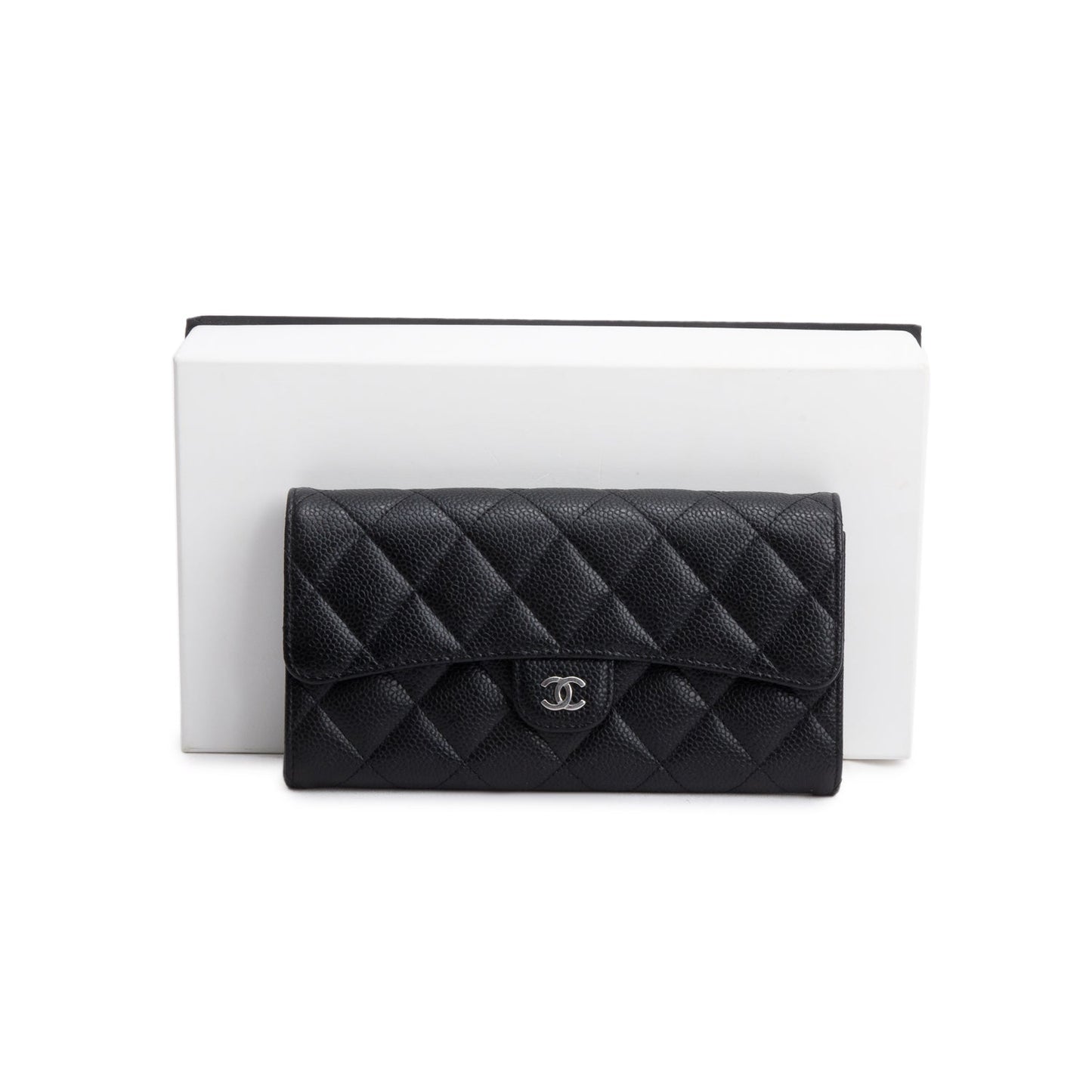 Chanel Black Caviar Leather Classic Long Flap Wallet