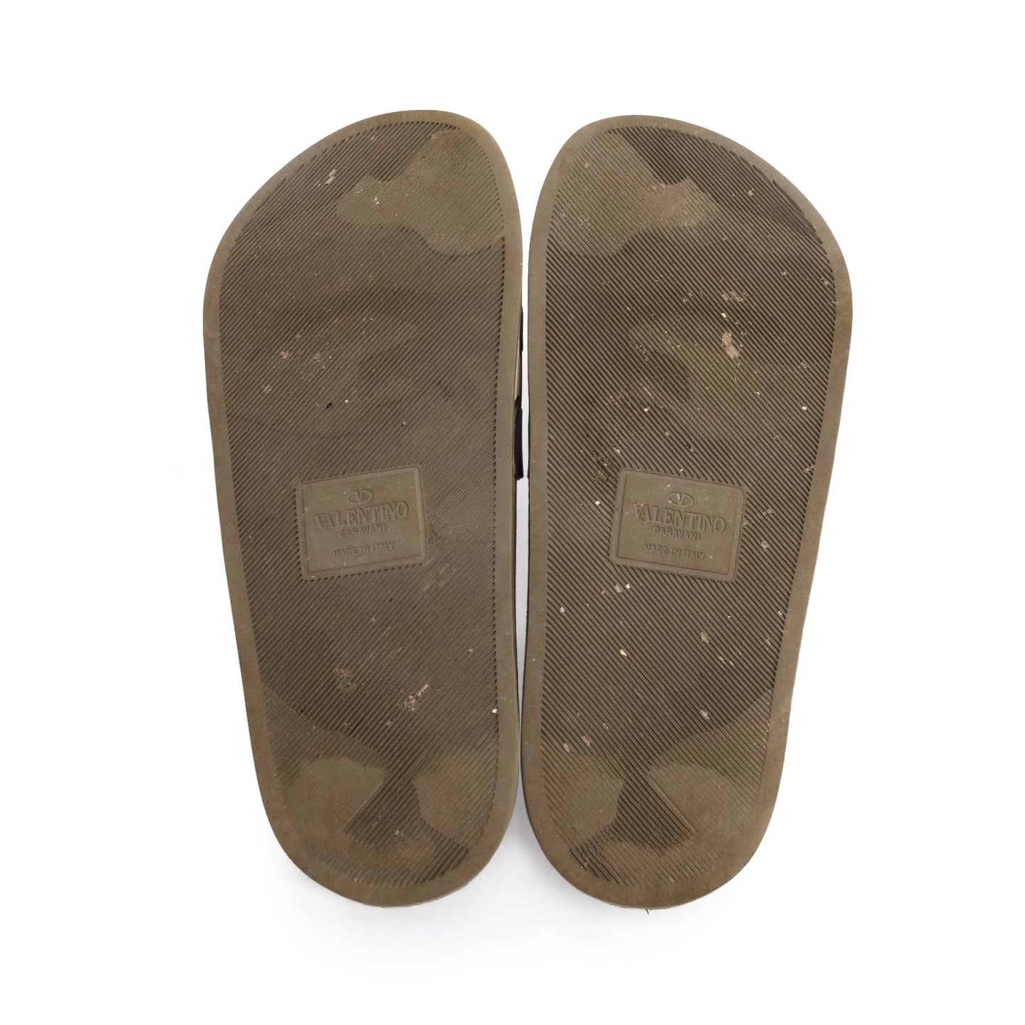Valentino Green Camouflage Rubber Slide Sandals, Size 37