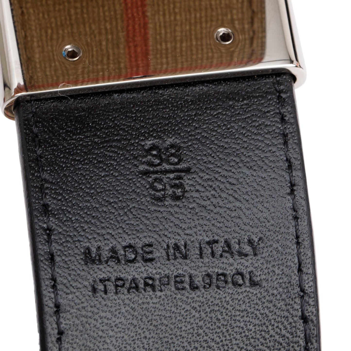 Burberry Biege Check Canvas Black Reversible B Cut Buckle Belt 95 38