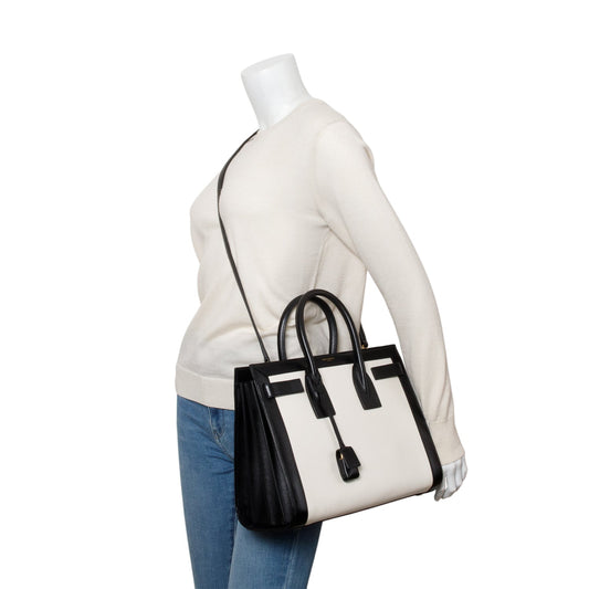 Saint Laurent Calfskin Bi-Color Small Sac De Jour