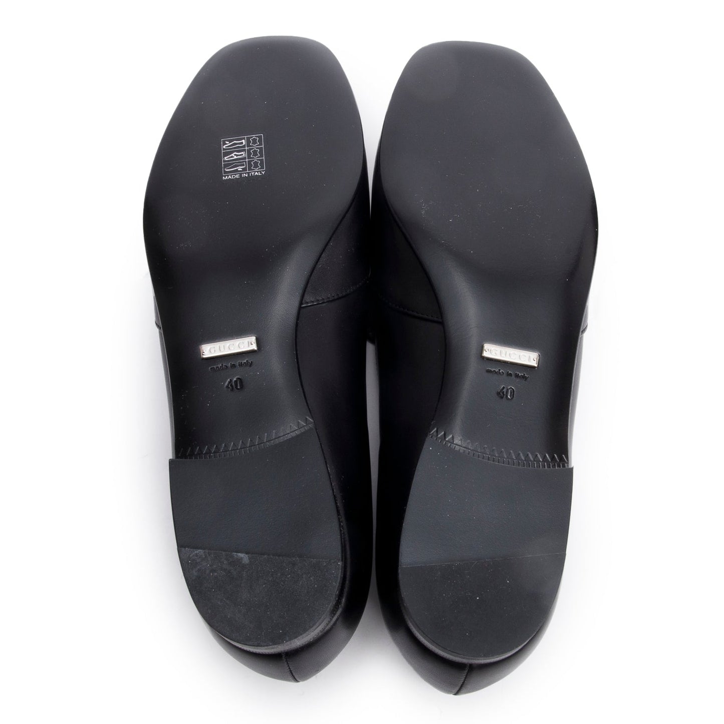 Gucci Black Calfskin Leather Horsebit Accent Loafers, Size 40