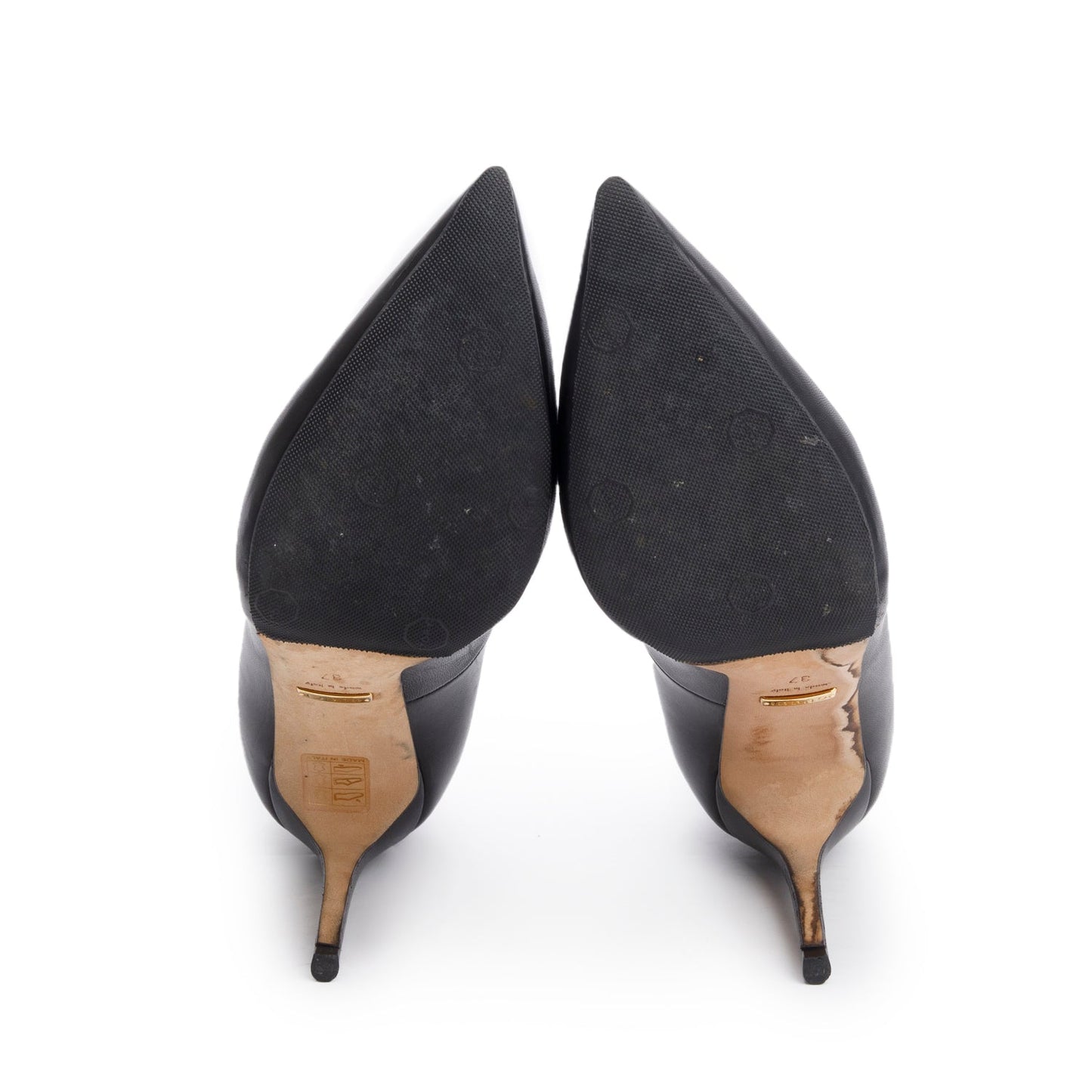 Gucci Black Leather Pointed Toe Pumps, Size 37