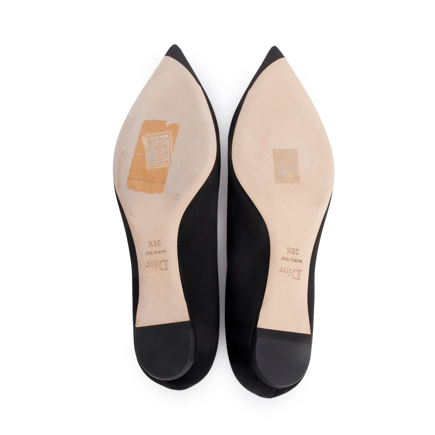 Christian Dior Black Satin Comete Flat Shoes, Size 39.5